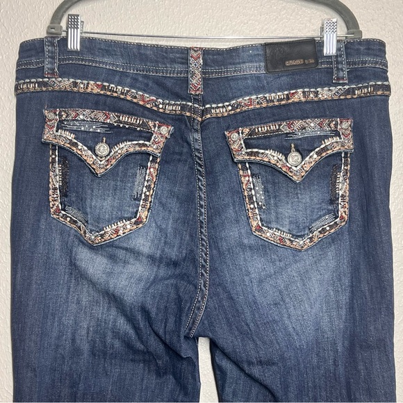 Grace in LA Womens Jeans Size 19 Embroidered Studded Denim Cowgirl Rodeo Western - Picture 11 of 14